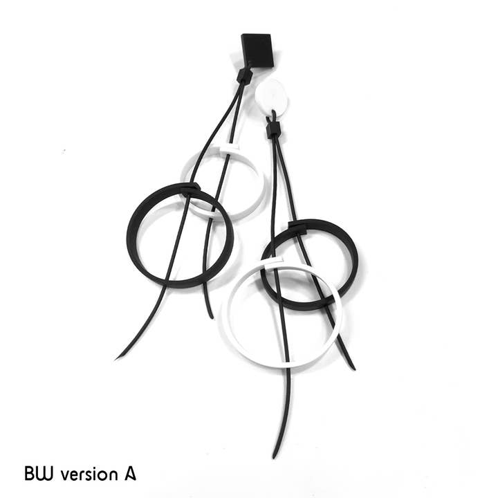 SANDRA long rubber earrings BLACK&WHITE line for wholesale by ALEX+SVET