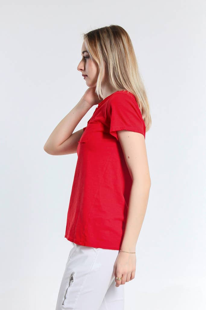 TINA Stephens Italy/Tees By Tina - Wholesale T-Shirt - Women's - Florence V-Neck Frocket Tee (BSS165)8