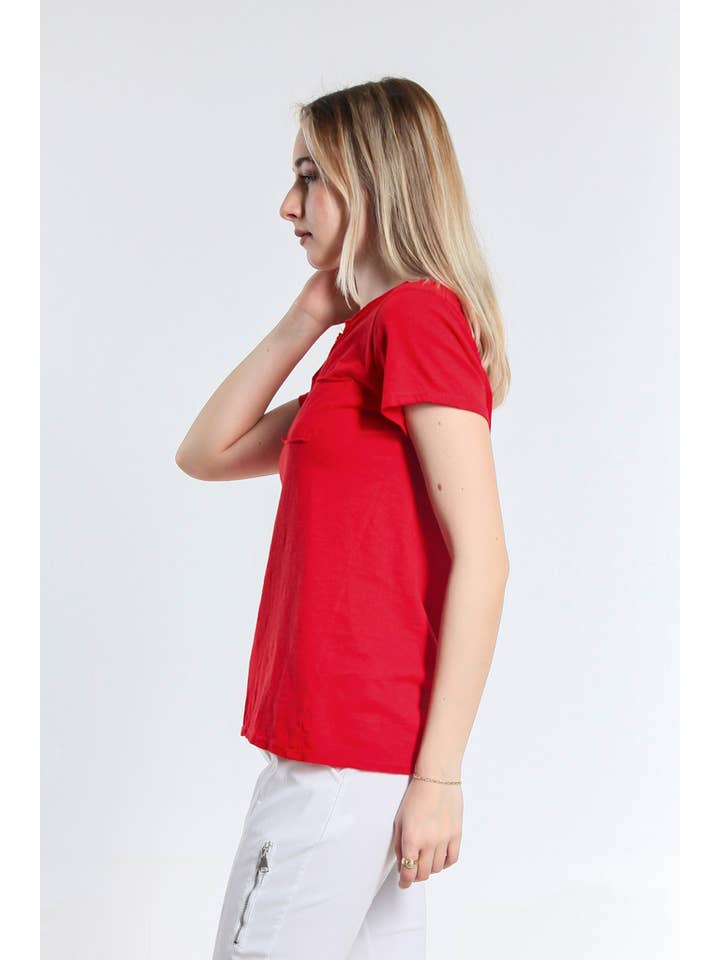 TINA Stephens Italy/Tees By Tina - Wholesale T-Shirt - Women's - Florence V-Neck Frocket Tee (BSS165)8