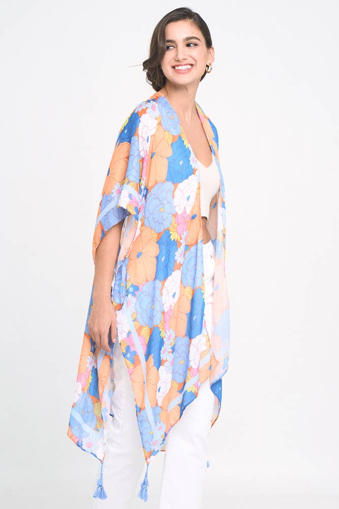 Hana - Wholesale Swim Cover Up - Women's - Floral Print Tassel Summer Kimono Cover Up12
