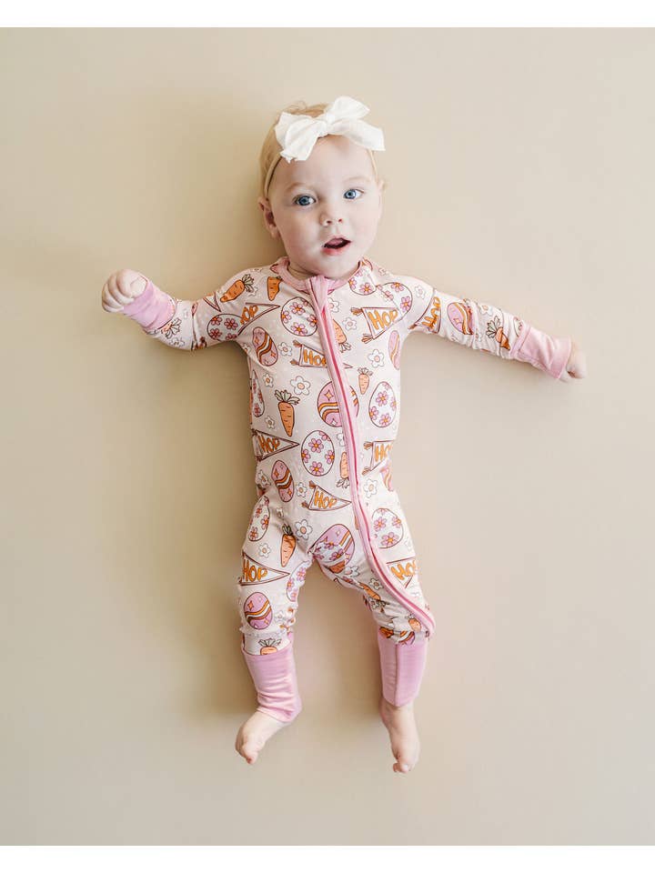 Lucky Panda Kids - Wholesale Top & Pant Set - Baby - Bamboo Baby Zip Romper | Easter Hop5