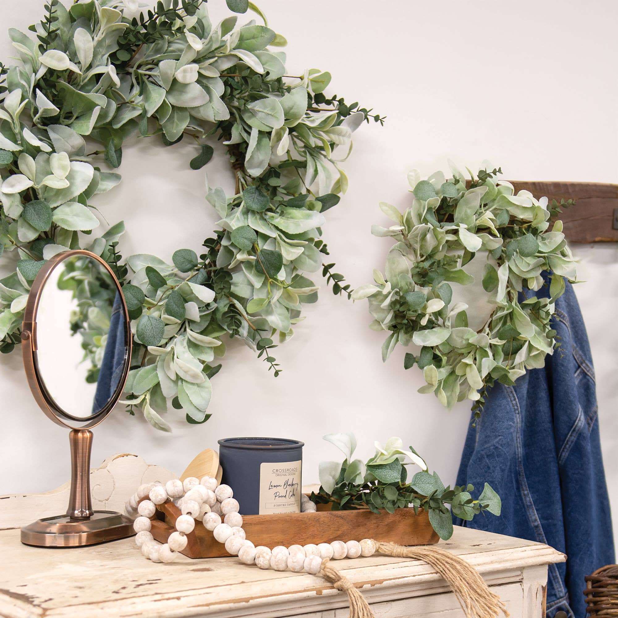 Saybrook Lane - Vente Plantes artificielles - Branche décorative artificielle Velours Oreille d’Agneau et Eucalyptus2