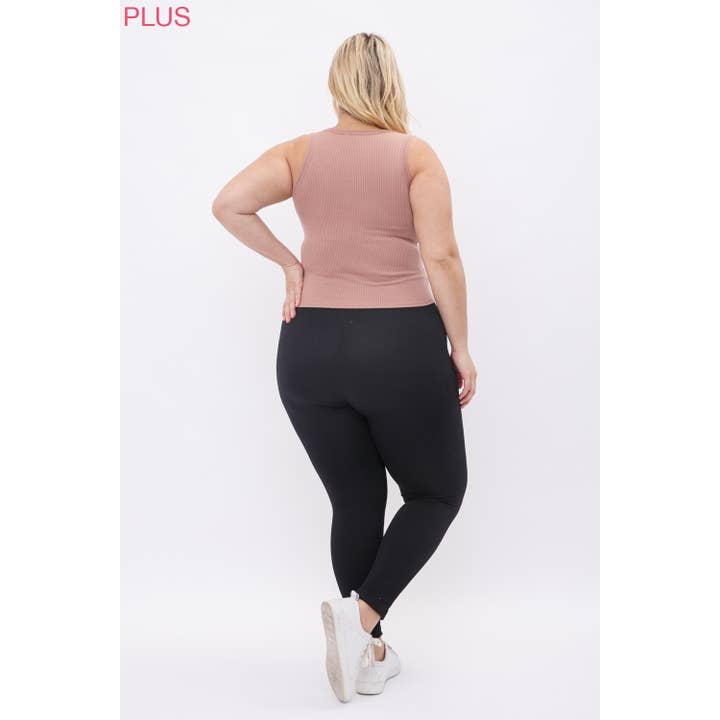 Sweet Generis - Wholesale Tanktop - Dames - PLUS GERIBBELDE HENLEY TANKTOP MET DRUKKNOPEN - Citroenkleur8