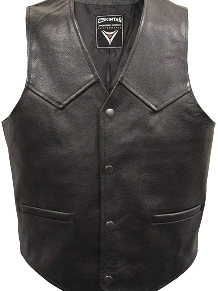 Leather Vest, Classic Leather Waistcoat for wholesale by Skintan