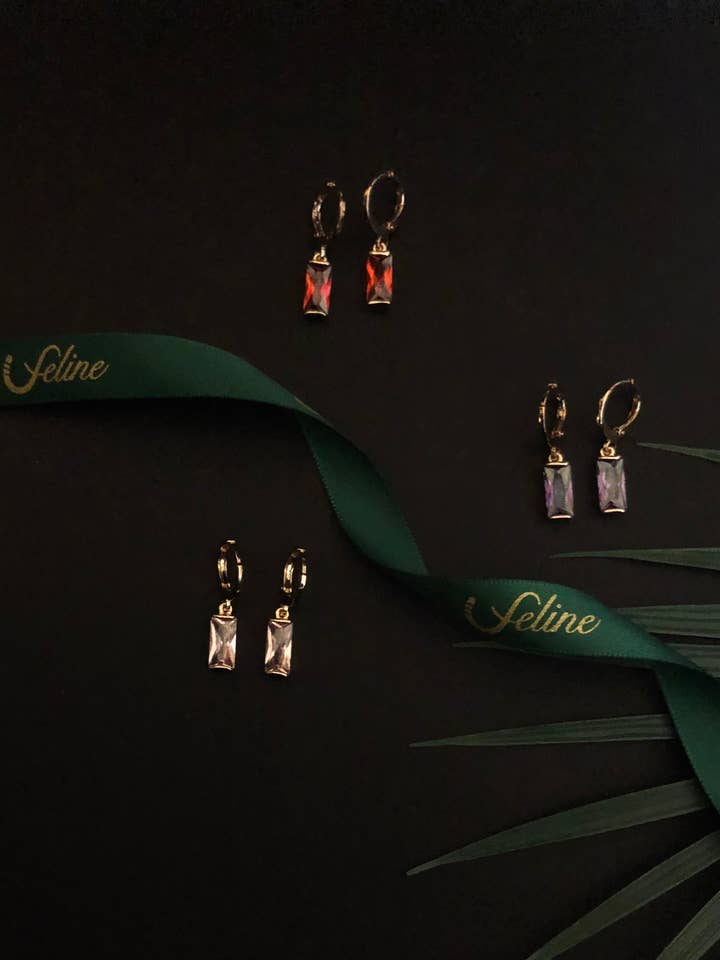 Blondie Baguette Huggies for wholesale by Feline Jewelry Studio Universe