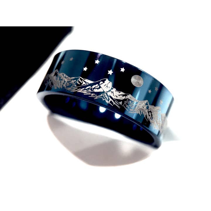 rings paradise - Wholesale Jewelry - Men's - Blue Ocean & Mountain Range Men's Wedding Engagement Ring