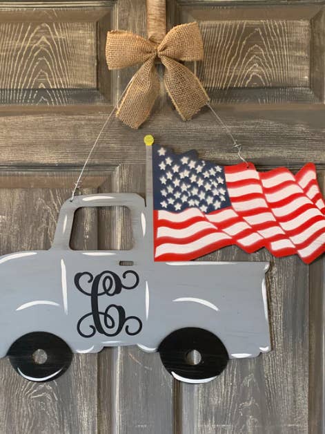 Outdoor Metal Art American Flag Truck for wholesale by Steel Southern Designs