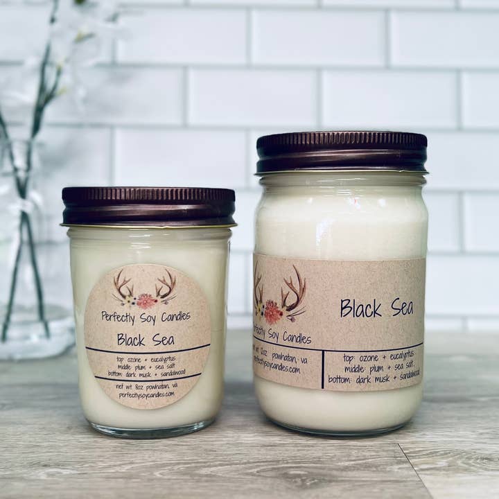 Black Sea 12oz Soy Wax Candle for wholesale by Perfectly Soy Candles