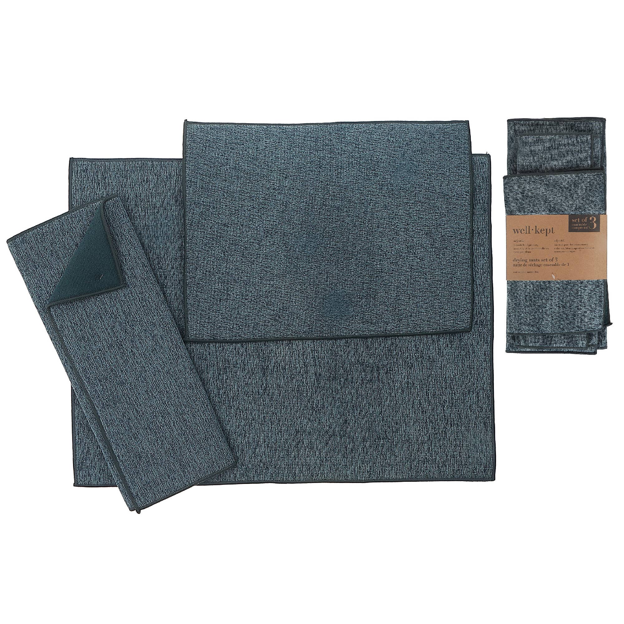 3 Pk Plain Solid Microfibre Dish Drying Mat Navy Blue for wholesale on Faire0