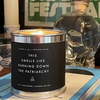 Gunner & Lux Collab - Burn Down The Patriarchy Can Candle for wholesale by Jennifer Vallez