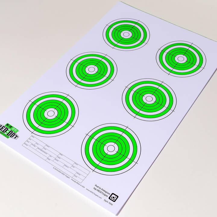 EZ2C Targets - Wholesale Sporting Accessories - EZ2C Targets RD6: Six 4” Bullseyes Paper Shooting Target 11"x17" USA MADE2