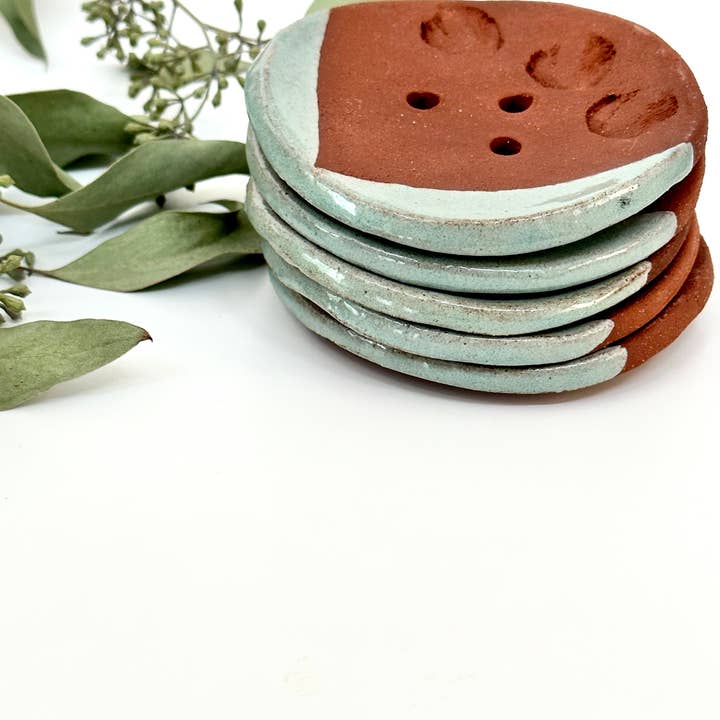 Agave Pantry LLC - Wholesale Bath Soap Dish - Soap dish- round- handmade- turquoise glaze2