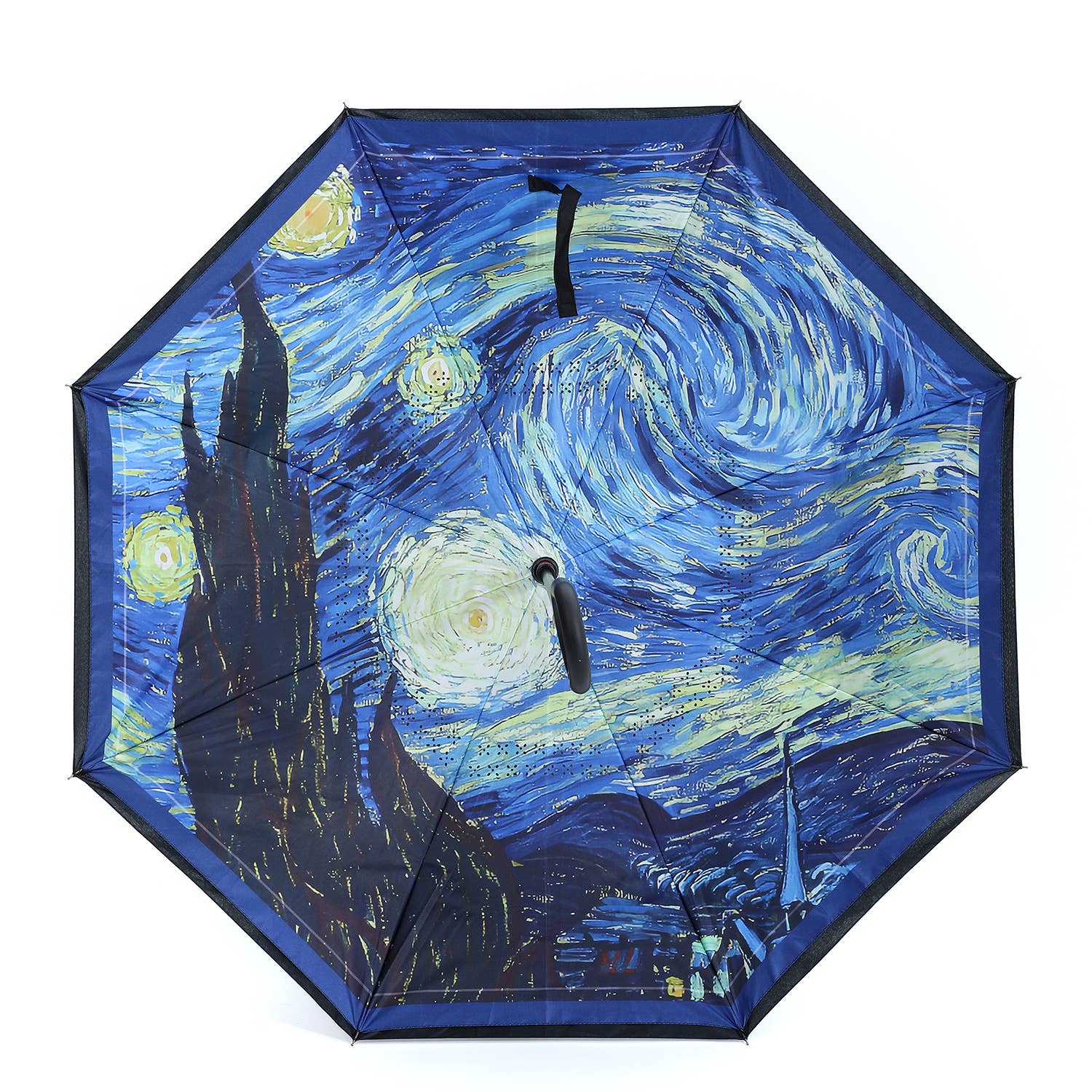 PEACH ACCESSORIES - Wholesale Umbrella - Women's - Starry Night in the Rain Upside Down Umbrella in Blue F9771