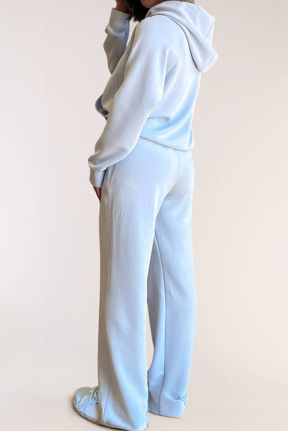 LA Society - Vente Ensemble de sport – femme - Ensemble 2 pièces : Sweat à capuche demi-zippé avec manches à passe-pouce et pantalon actif1