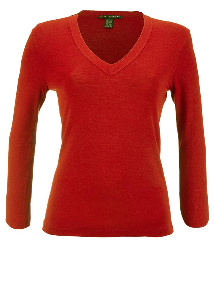 Madiva - Wholesale Knit Top - Women's - 692 04 Long Sleeve V-Neck - Wool Silk1