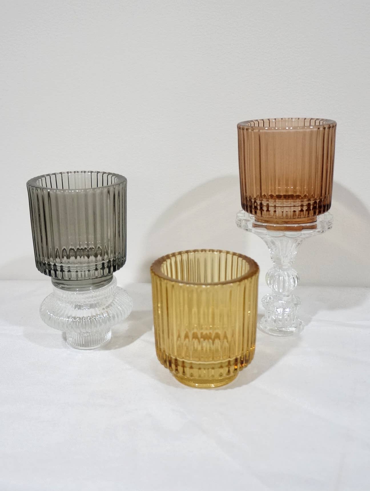 Sweet Home Deco - Wholesale Candle Holder - Thick Glass Votive Candle Holder, Tabletop Ribbed Votive 8