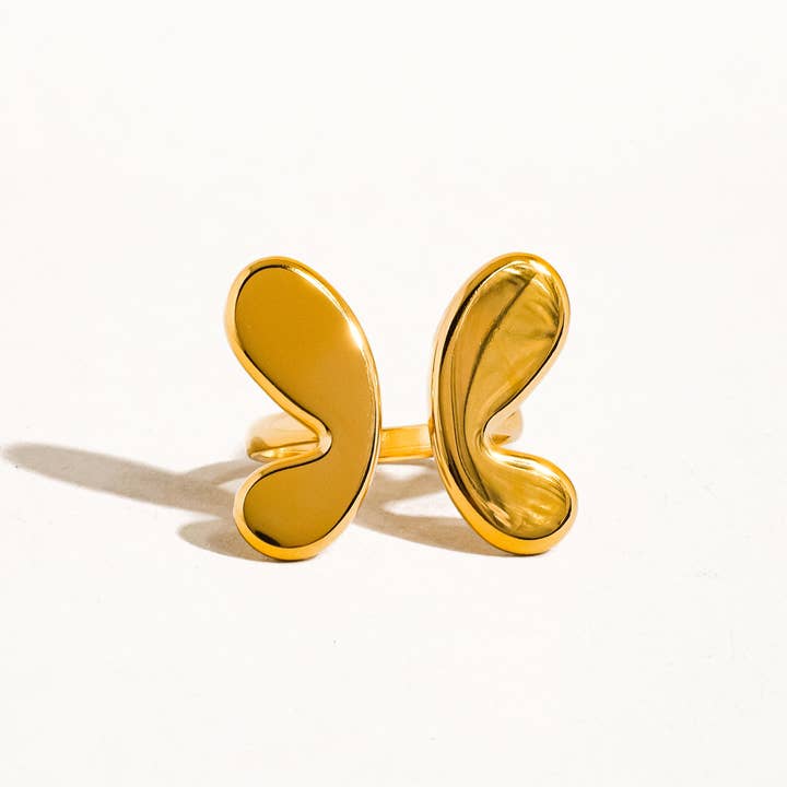 Indie 18K Gold Non-Tarnish Butterfly Ring for wholesale on Faire