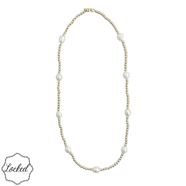 Goud Gevuld | Zoetwaterparel #147 voor wholesale door Locked by Lula 'n' Lee