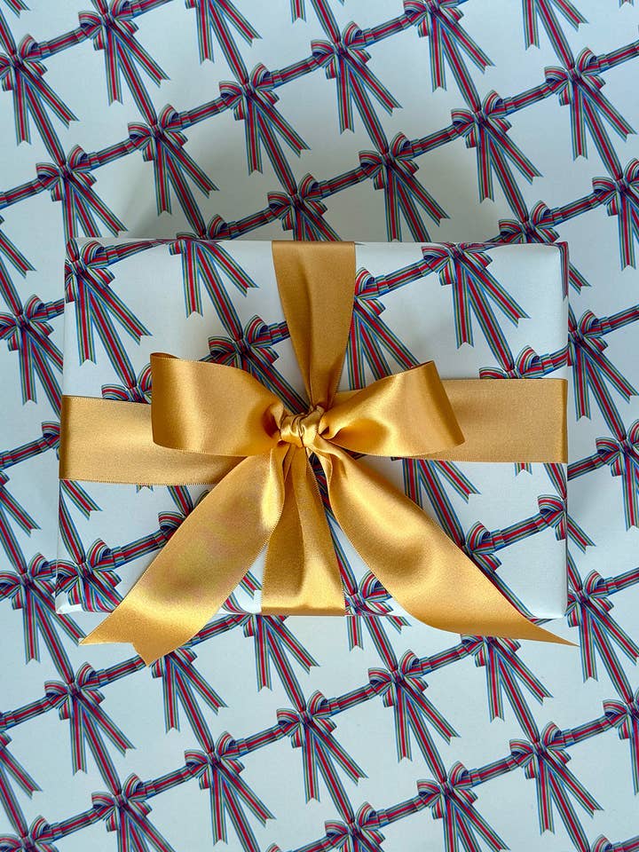 Candy Stripe Bow Wrapping Paper for wholesale by Canonbury Press