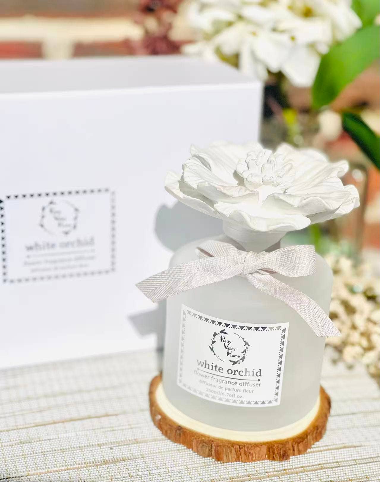 Pretty Valley Home – wholesale Reed diffuser – New (2025) Diffuser Sets Marigold Ceramic Flower - Orchid4