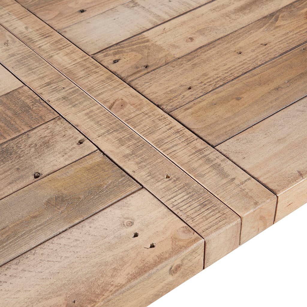 Olliix - Vente Tables d'appoint - Table de salle à manger en bois naturel récupéré avec support en métal*6