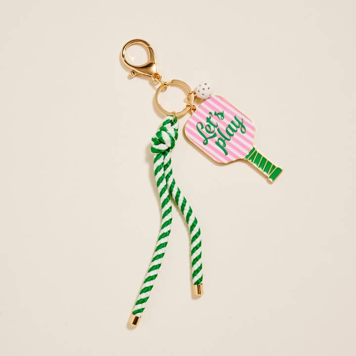 8 In Pickleball Paddle Ball Rope Bagcharm Keychain for wholesale by Verita Lane