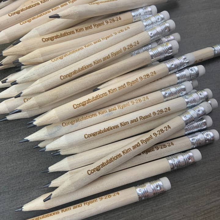 Round Custom natural wood golf pencils, bulk set of 100 for wholesale by The Carbon Crusader