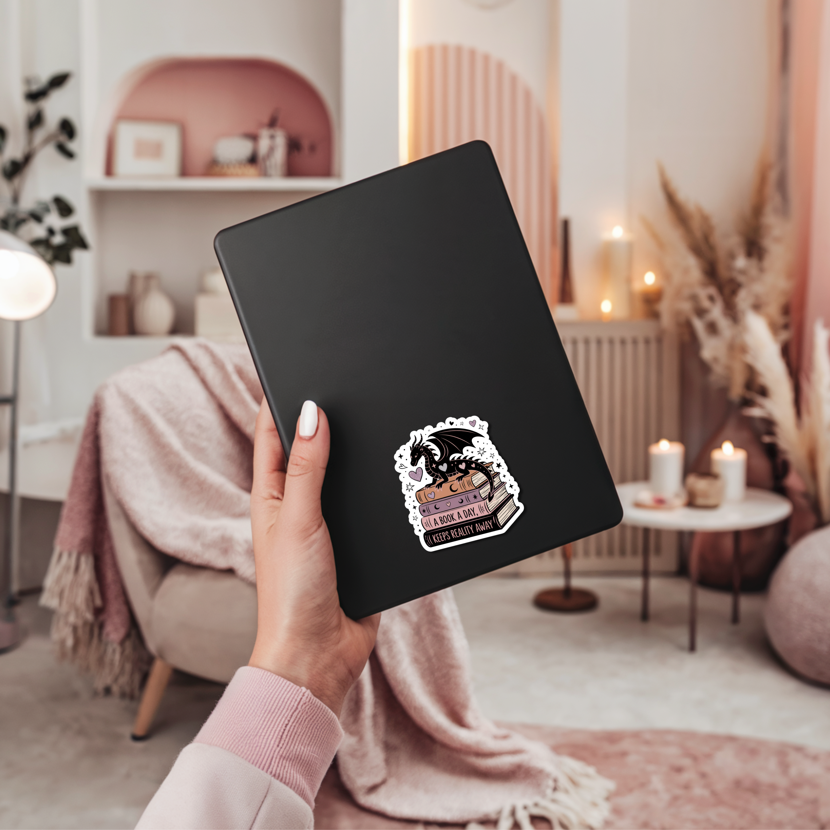 Auburn Row Design - Wholesale Sticker - A Book A Day Keeps Reality Away Dragon Romantasy Sticker3