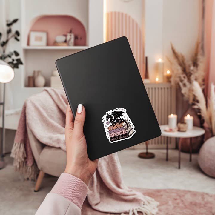 Auburn Row Design - Wholesale Sticker - A Book A Day Keeps Reality Away Dragon Romantasy Sticker3