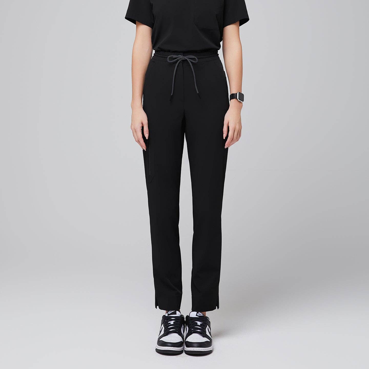 Zenir | Women's Zipper Pocket Split Hem Scrub Pants - Eco Black for wholesale on Faire0