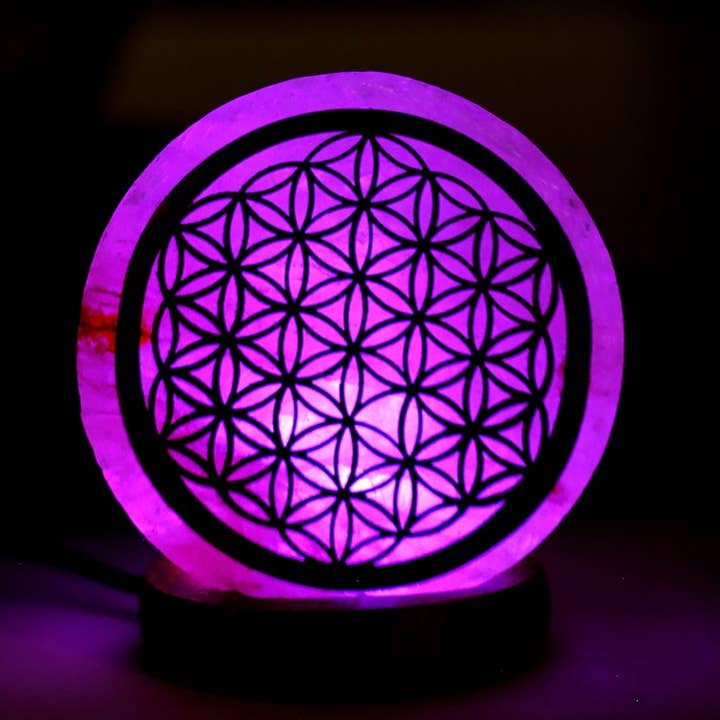 Ethike.eu - Vendita all'ingrosso Lampada da scrivania/d'accento - LAMPADA SALINA HIMALAYA FLOR VIDA USB 2 US2