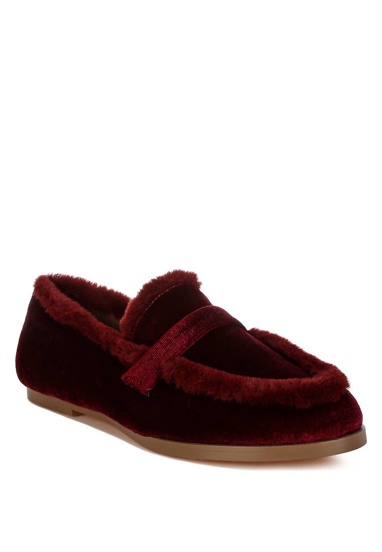 Rag Company - Wholesale Flats/Loafers - Women's - Bastian Fur Detail Velvet Loafers