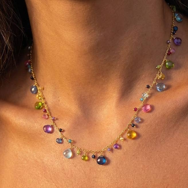 Jodie Halsband Guldpläterat - Flerfärgade Ädelstenar för wholesale av Schmuckoo Berlin