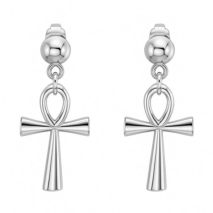 Earring Purple Ankh Cross Pendant Egypt Rhodium-Plated Silver 925 for wholesale by TALISMAN JEWELLERY (D&Fidanverdi, S.L.)