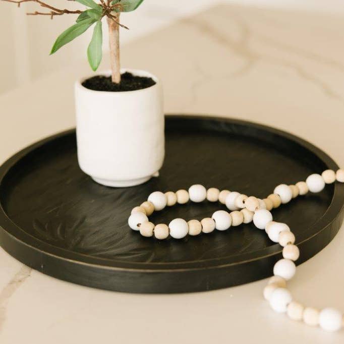 Adams & Co. - Wholesale Decorative Tray - 11806 - 15.5x15x1 wood round tray (TRAY) black