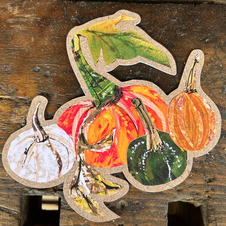 Clare O’Neill Artworks – wholesale Postcard – Large Custom cut Pumpkin postcard