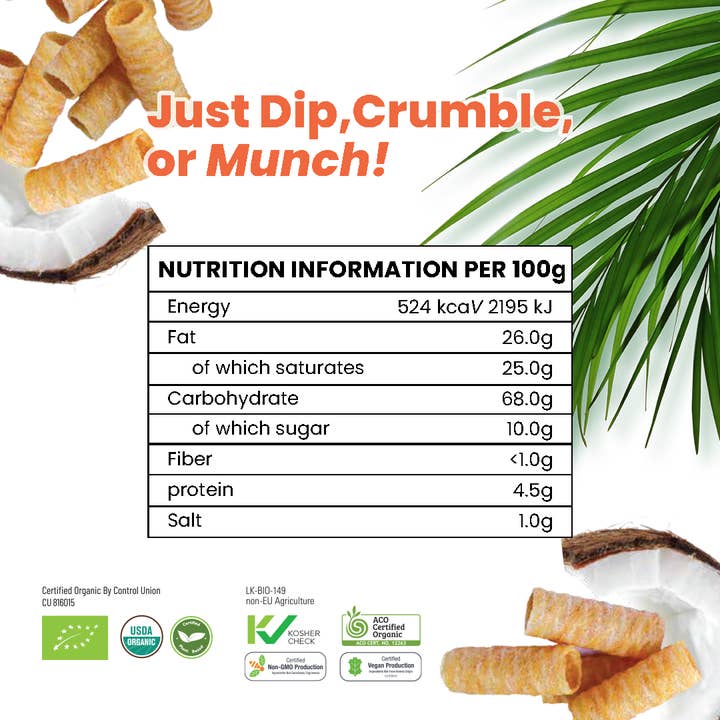 OORG - Wholesale Crackers - OORG Organic Coconut Rolls - (Sour Cream & Onion) 100g x 6