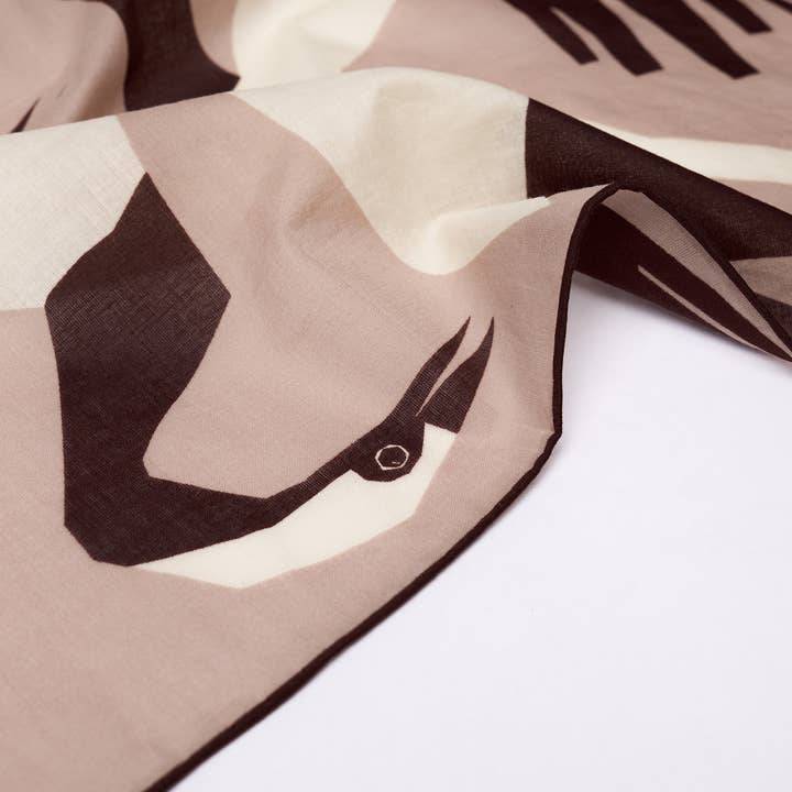 WINONA IRENE - Wholesale Bandana - Women's - Lucky Crane 100% Cotton Screen Printed Bandana Scarf Neutral