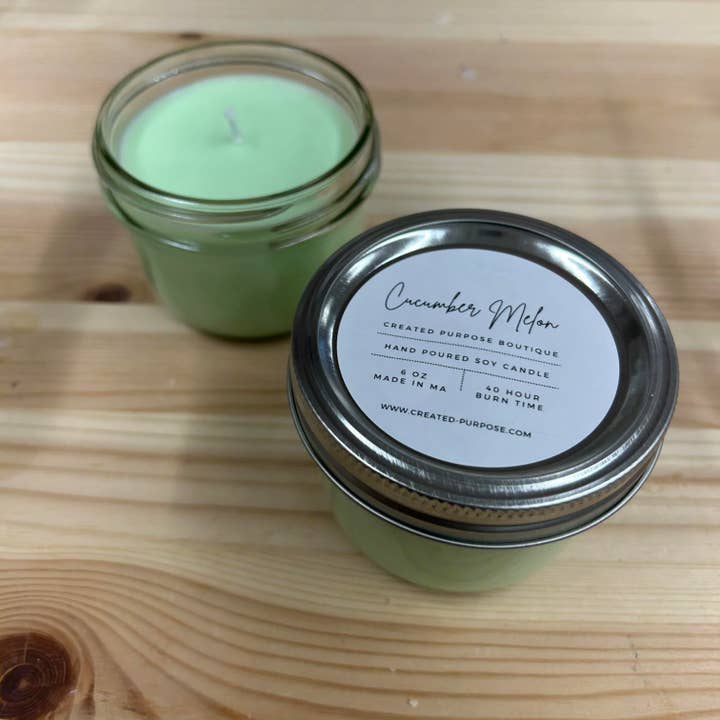 Concombre et melon - Bougie à la cire de soja - Mason Jar pour la vente par Created Purpose Boutique