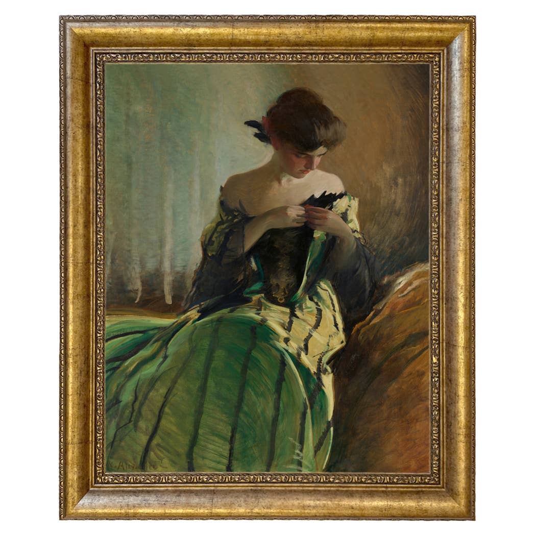 Madison Bay Co. - Historical Home Decor Reproductions - Vendita all'ingrosso Stampa artistica - Stampa su Tela Vintage di Donna in Abito Nero e Verde7
