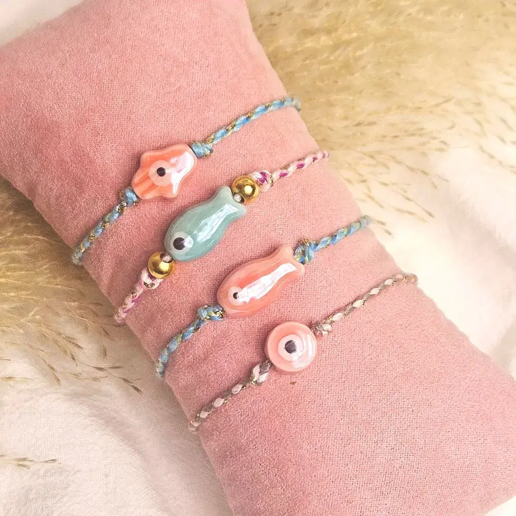 Ibiza Boutique - Wholesale Woven/Braided Bracelet - Pink fish bracelet2