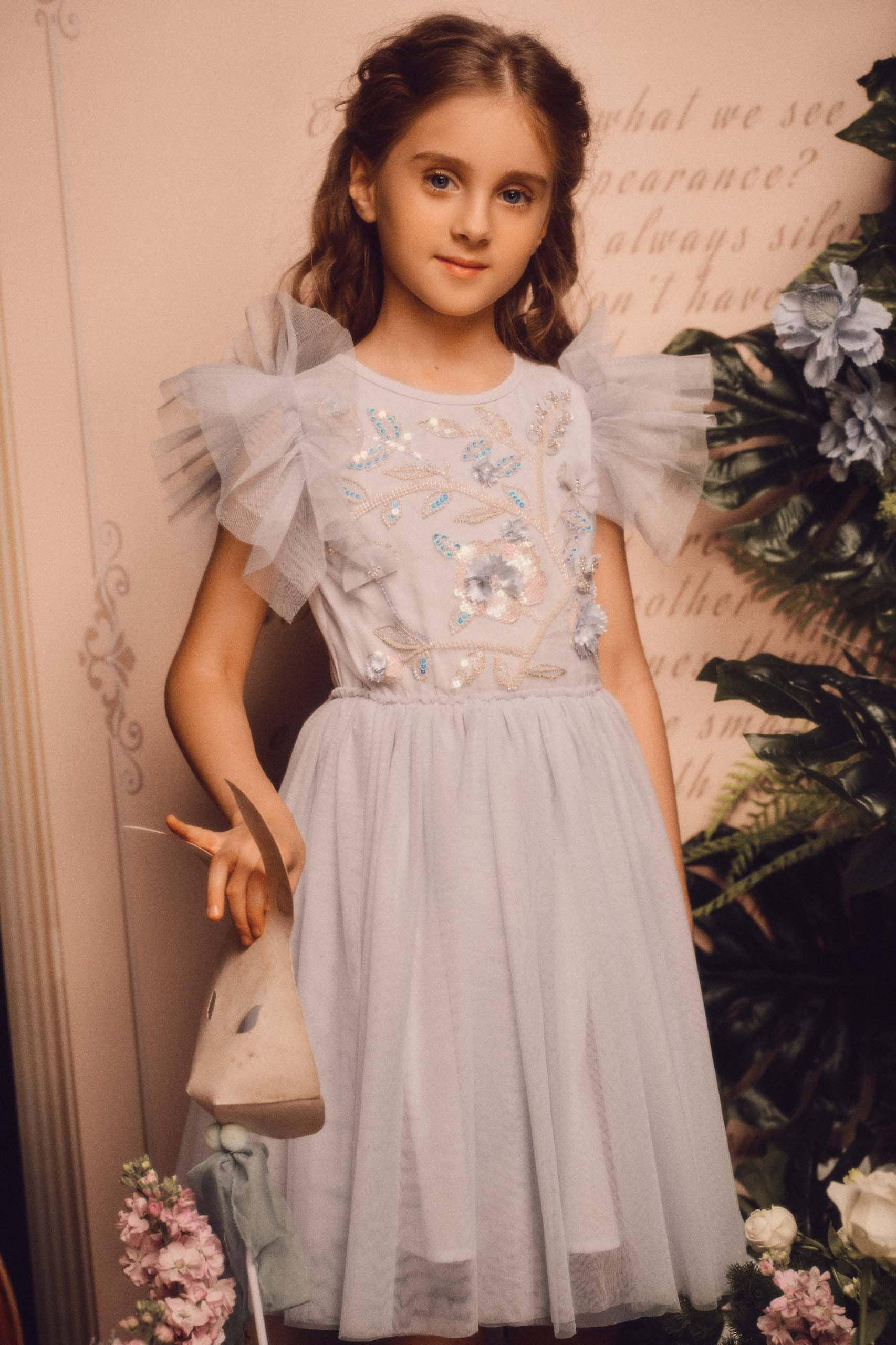 Tutuland – Engroshandel Kjole - Børn – Broderet blondeblomstfe bryllupsblomst pigekjole6