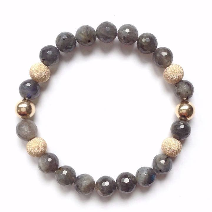 Faceted Labradorite & 14k Gold-Filled Stretch Bracelet I for wholesale by Solid Design Studios
