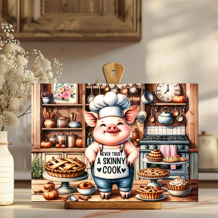 Vertrouw nooit een magere kok Grappige gehard glazen snijplank voor wholesale door AvaryMaeInspirations