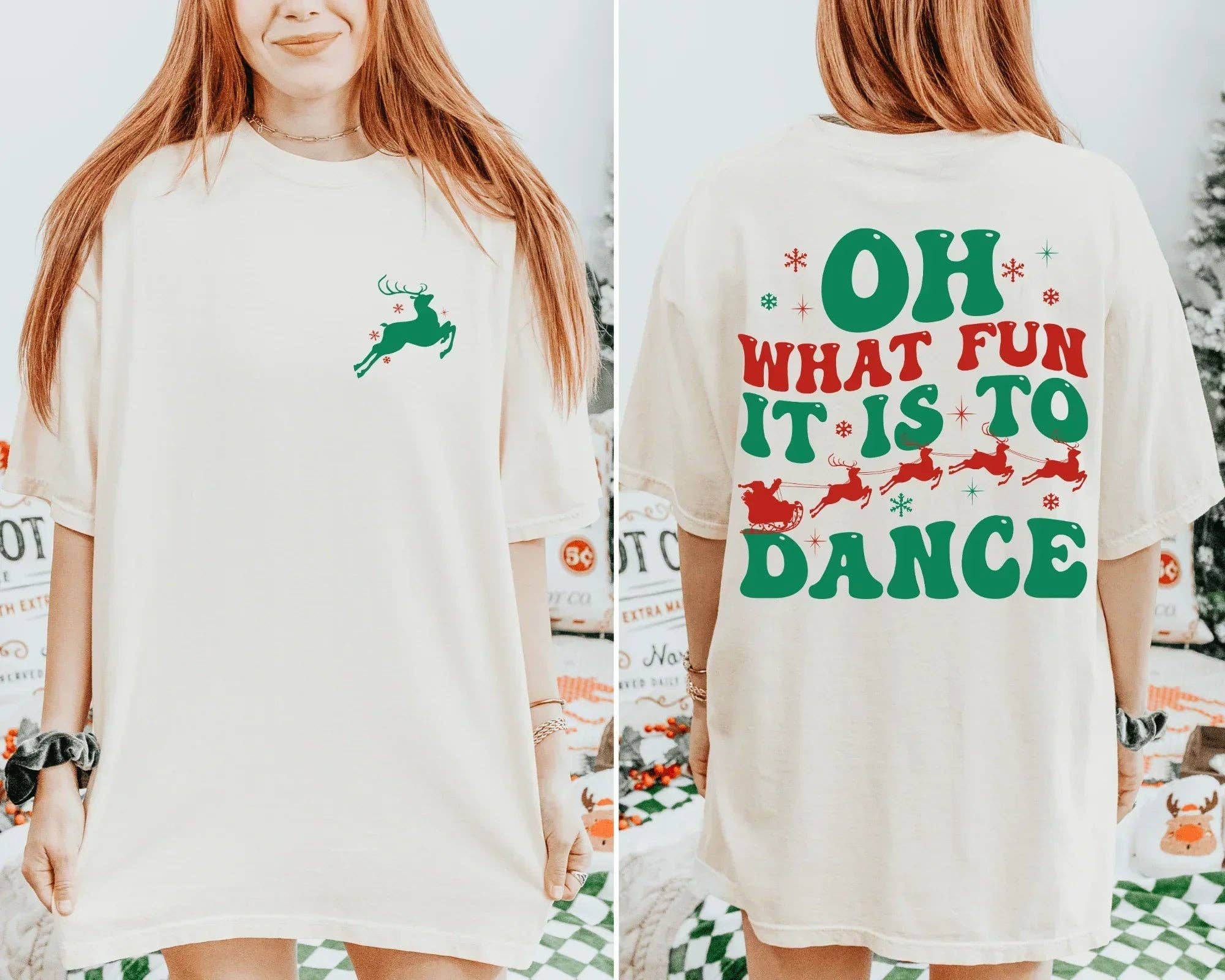 Swain Co. Embroidery & Press - Wholesale Screen Printed T-Shirt - Women's - Oh What Fun It Is To Dance Shirt or Sweatshirt | Christmas Dance Shirt | Holiday Dance Recital Tee | Cute Ballet Dancer Gift | Dance Studio Tee