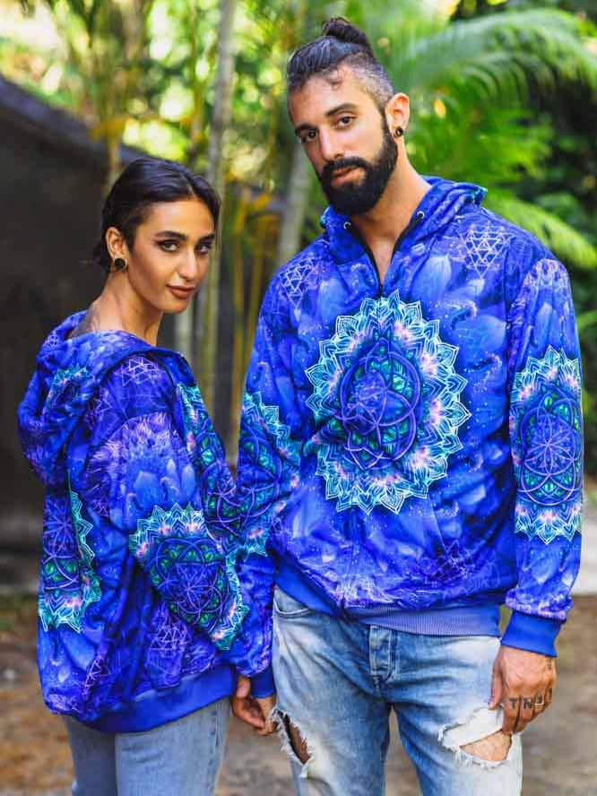 Hellig Geometri Hættetrøje | Fraktal Hættetrøje | Psy Tøj | Festival Hættetrøje | Psykedelisk Sweater | Hævende Farve (HD) for engroshandel hos Mystic Mind