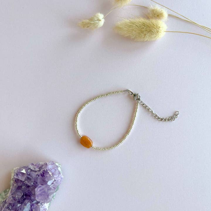 Bracelet ovale en aventurine orange pour la vente par Mystic Jewelry