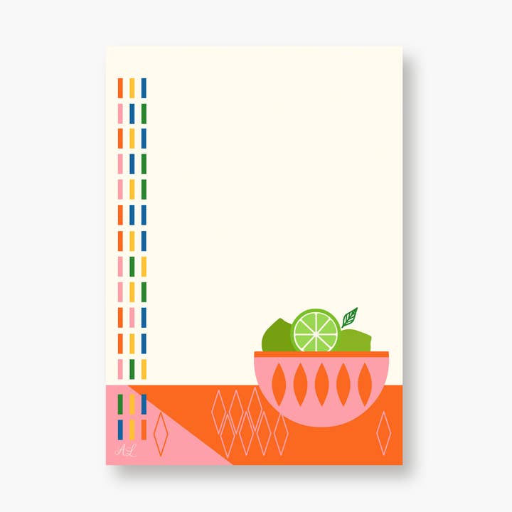 Taccuino 4 1/4 x 6 "Limes" in una custodia compostabile per la vendita all'ingrosso da parte di Amber Leaders Designs