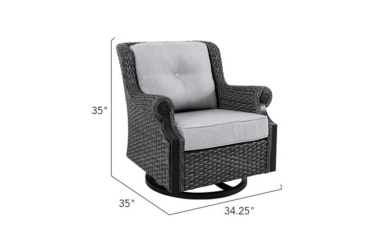 Grey 2 Lassen Wicker Swivel Rocking Chair for wholesale on Faire1