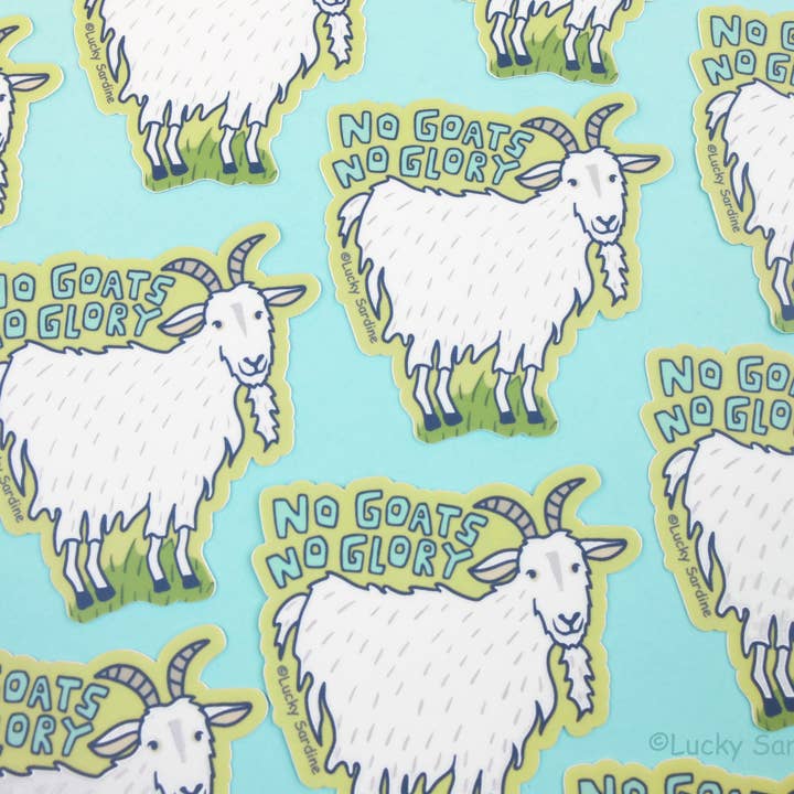 Lucky Sardine - Wholesale Sticker - No Goats No Glory, Billy Mountain Goat Vinyl Sticker1